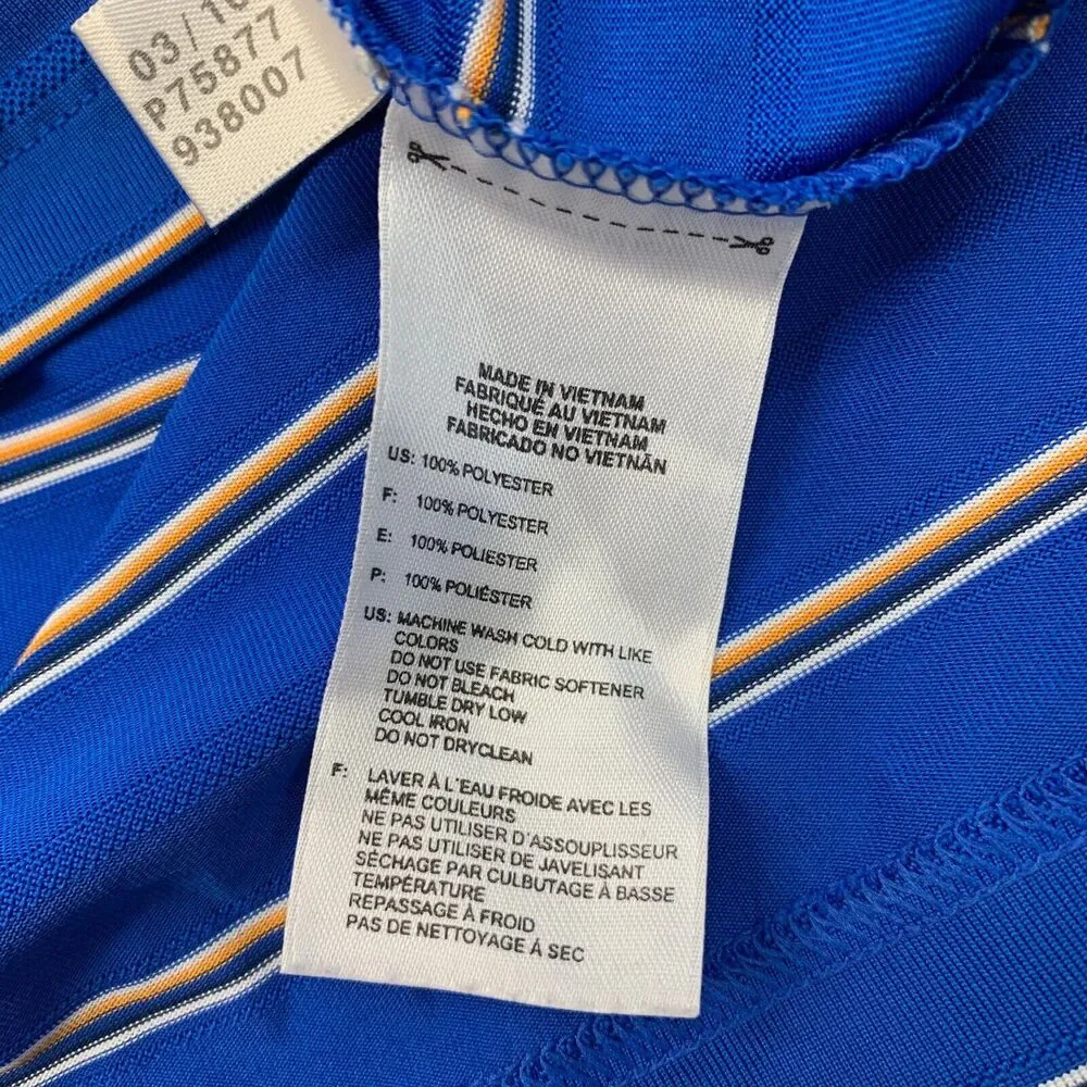 Adidas Polo Shirt Mens XL Extra Large Blue Climacool Striped Hickory Hills Golf